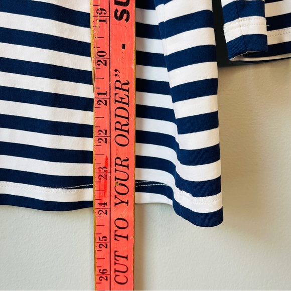 J. McLaughlin Navy Stripe V-neck 3/4 Sleeve Stretchy Blouse - Picture 5 of 8
